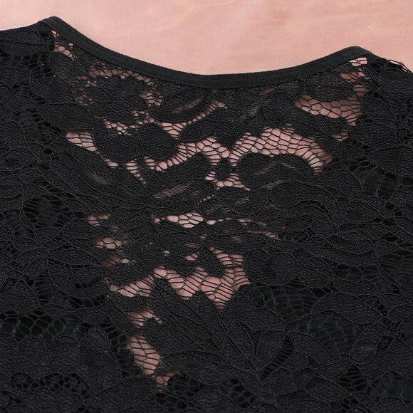 Long Puff Sleeve Lace Bodysuit Large NWT - Picture 5 of 9